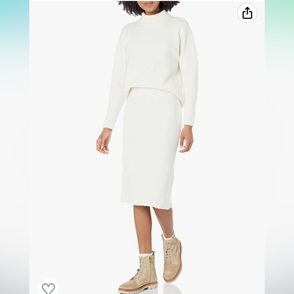 Daily Ritual ivory boucle skirt set